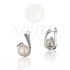Дамски сребърни обици с перла First Love White Swan