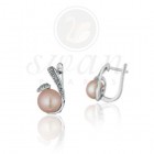 Дамски сребърни обици с естествена перла First Love Pink Swan