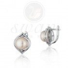 Дамски сребърни обици с естествена перла Heart Swan