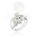 Дамски сребърен пръстен с три перли Rose Swan