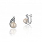 Дамски сребърни обици с естествена перла Innocence Swan