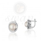 Дамски сребърни обици с перла Fragrance Swan