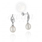 Изящни сребърни обици с естествена перла Vision Swan